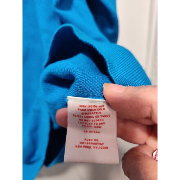 Ruby Rd Top Women 2X Petite Blue‎ Embellished Beaded Sweater Bohemian Stretch - Picture 7 of 10